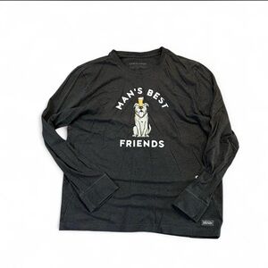 Life Is Good Black Long Sleeve 'Man's Best Friends' Dog Tee